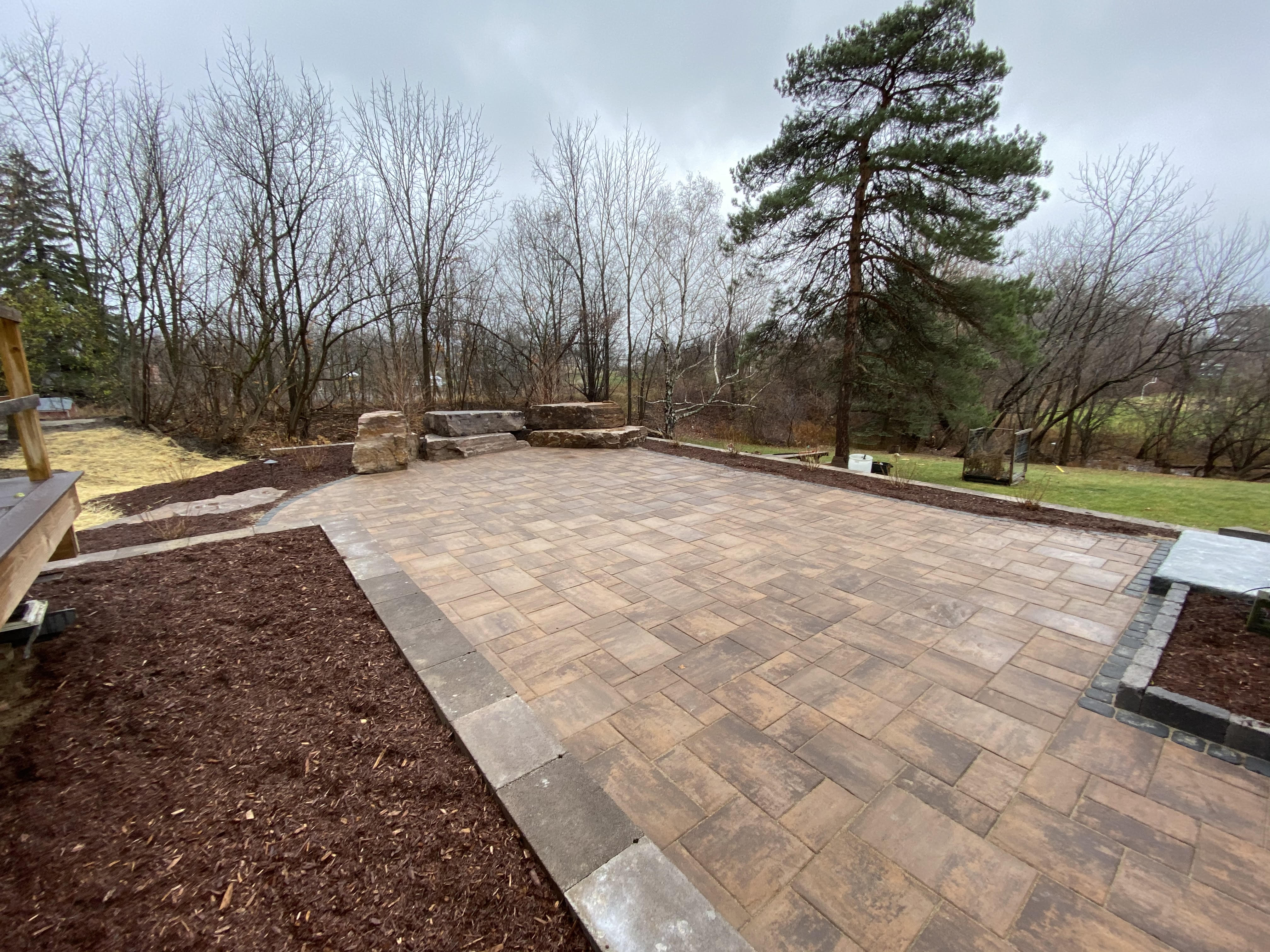 Paver Patio with Boulder Seating